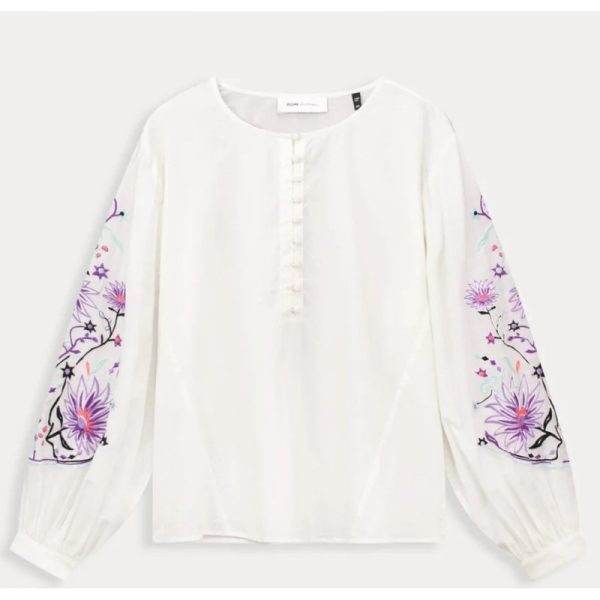 OUTLET CAMISA BLANCA CON BORDADO-POM