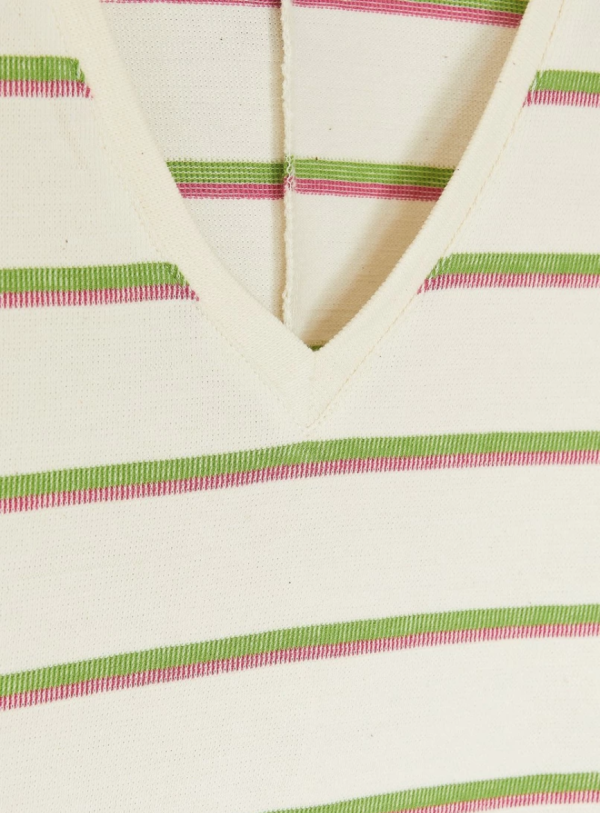 OUTLET CAMISETA BLANCO ROTO CON RAYAS ROSAS Y VERDES-CKS - Imagen 3