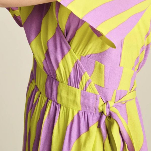 OUTLET VESTIDO RAYAS MORADO Y AMARILLO-POM - Imagen 5