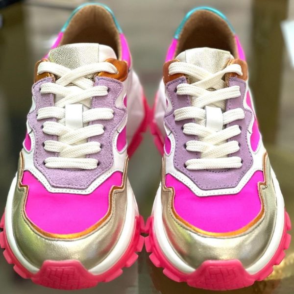 Zapatillas rosas y doradas
