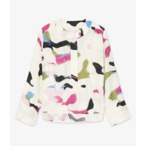 Blusa blanca con manchas multicolor