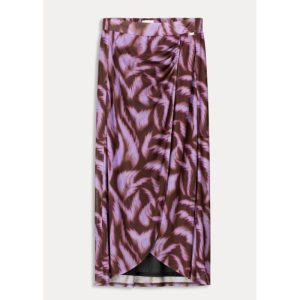 Falda de malla morada y marrón