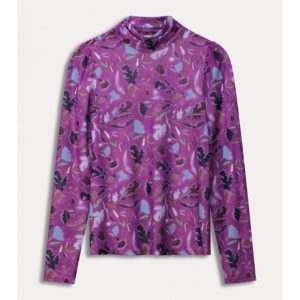 camiseta malla morada hojas