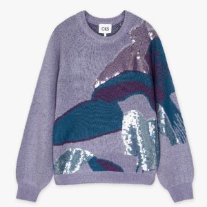 Jersey gris lila con lentejuelas