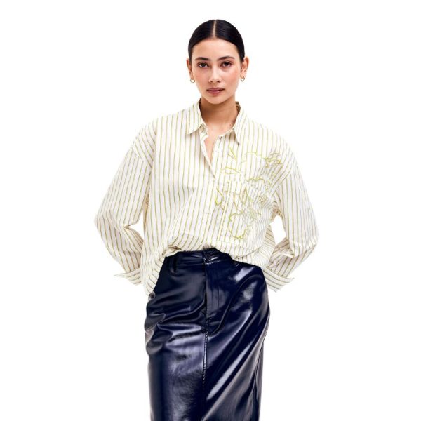 CAMISA BLANCA CON RAYAS VERDES - Imagen 3