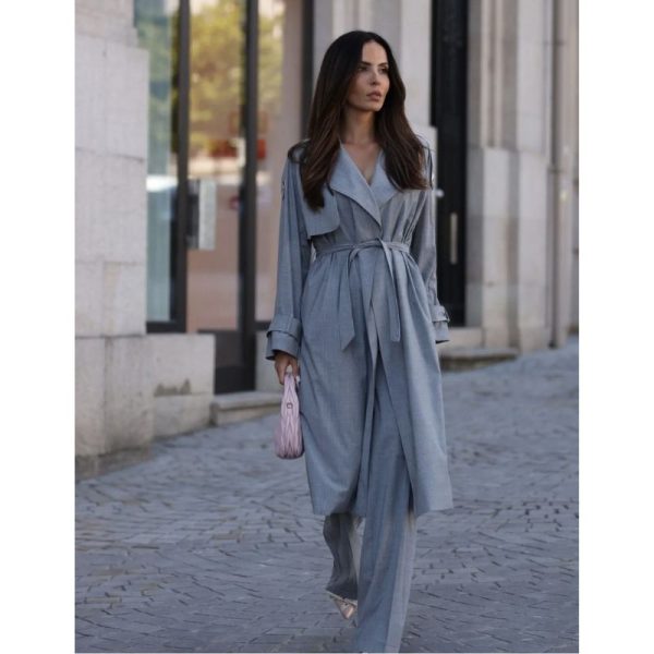 GABARDINA GRIS DE RAYAS - Imagen 3