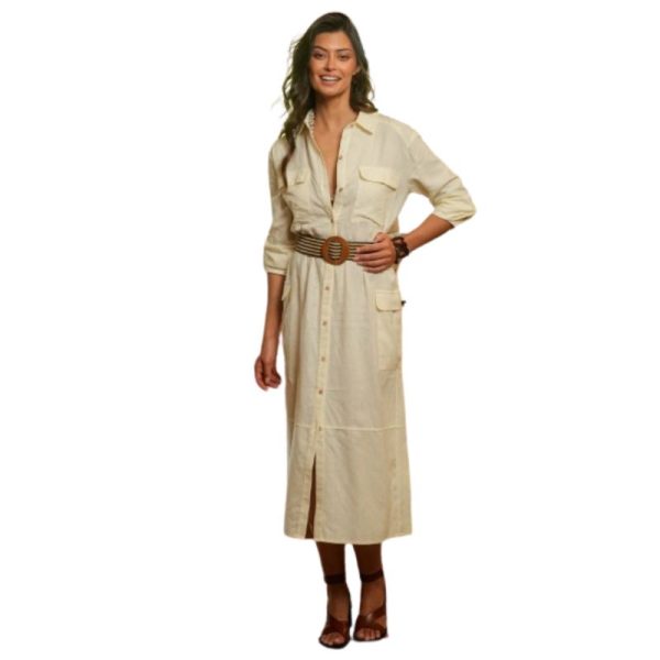 VESTIDO CAMISERO BEIGE-GUIMANOS