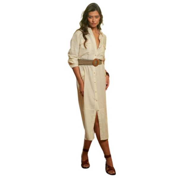 VESTIDO CAMISERO BEIGE-GUIMANOS - Imagen 5