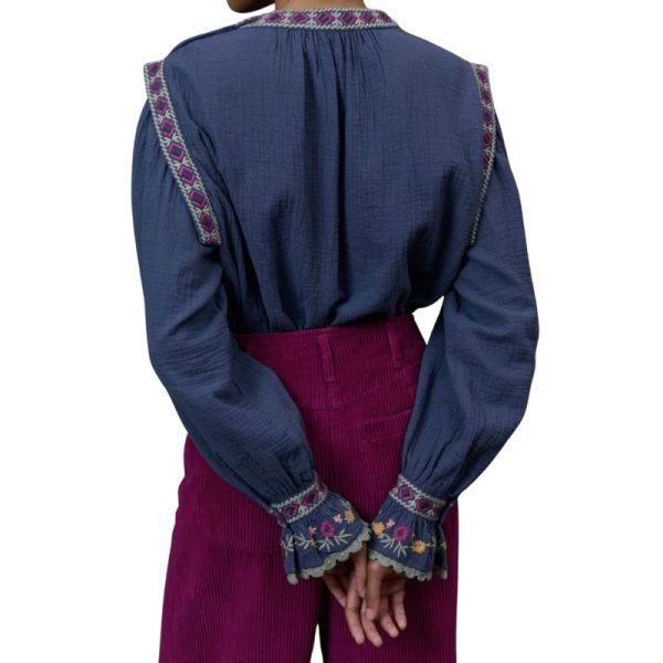 CAMISA AZUL BORDADA-LOUISE MISHA - Imagen 3
