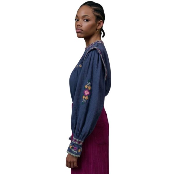 CAMISA AZUL BORDADA-LOUISE MISHA - Imagen 4