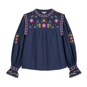 CAMISA AZUL BORDADA-LOUISE MISHA