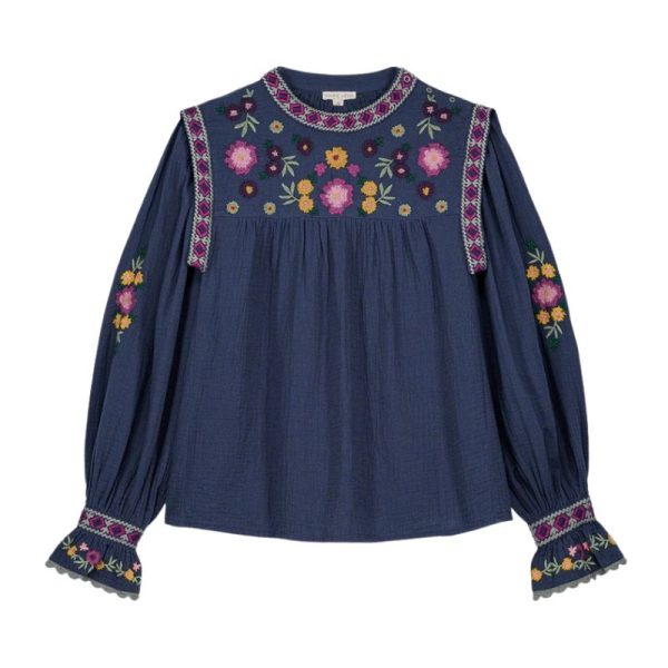 CAMISA AZUL BORDADA-LOUISE MISHA
