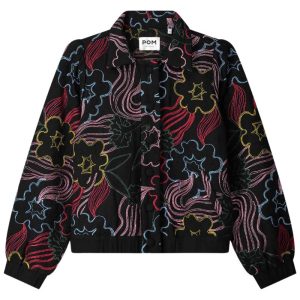 CHAQUETA NEGRA CON FLORES BORDADAS-POM