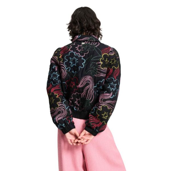 CHAQUETA NEGRA CON FLORES BORDADAS-POM - Imagen 2