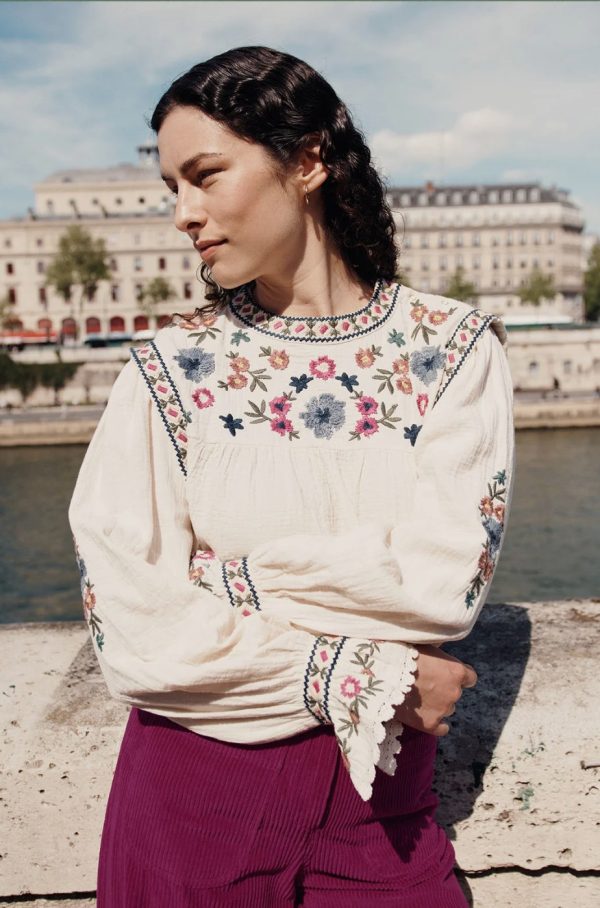CAMISA BLANCA BORDADA-LOUISE MISHA - Imagen 3