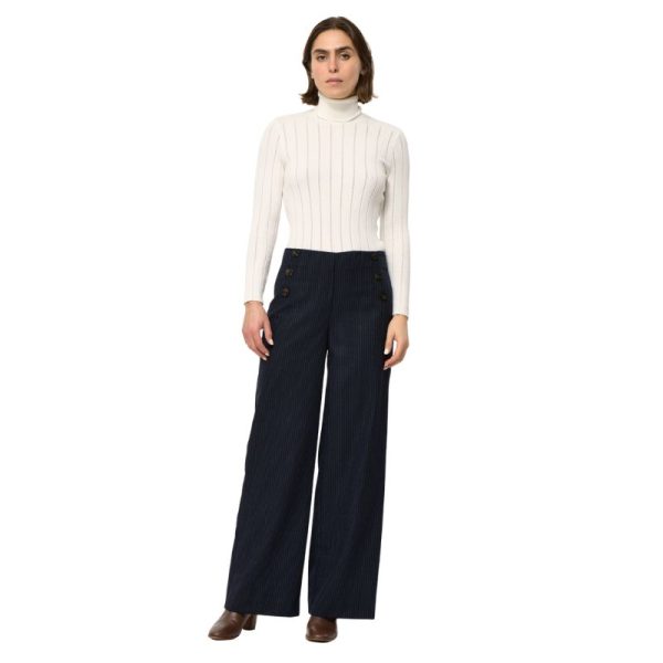 PANTALÓN NEGRO RAYA FINA-LA FEE MARABOUTEE - Imagen 3