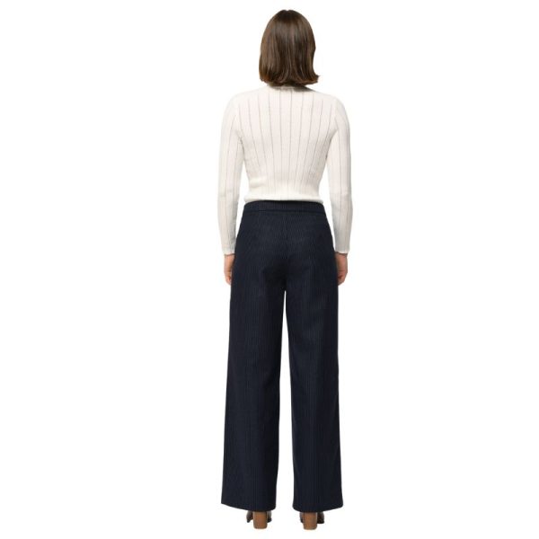 PANTALÓN NEGRO RAYA FINA-LA FEE MARABOUTEE - Imagen 2