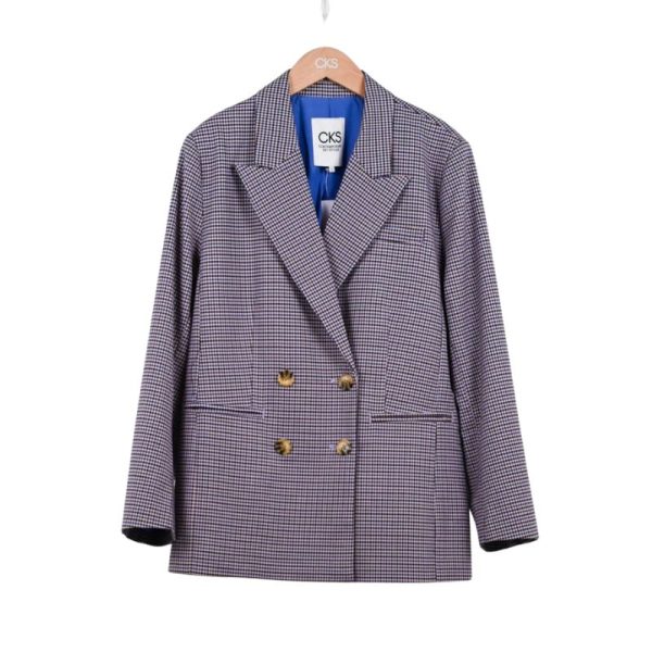 Blazer de cuadros con botones dorados – CKS