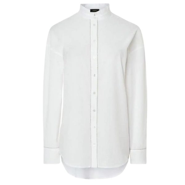 Camisa blanca con cuello mao y detalle de strass – Elegancia atemporal para cualquier ocasión SCRIPTA