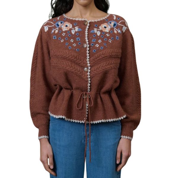 CHAQUETA MARRÓN BORDADA-LOUISE MISHA - Imagen 3
